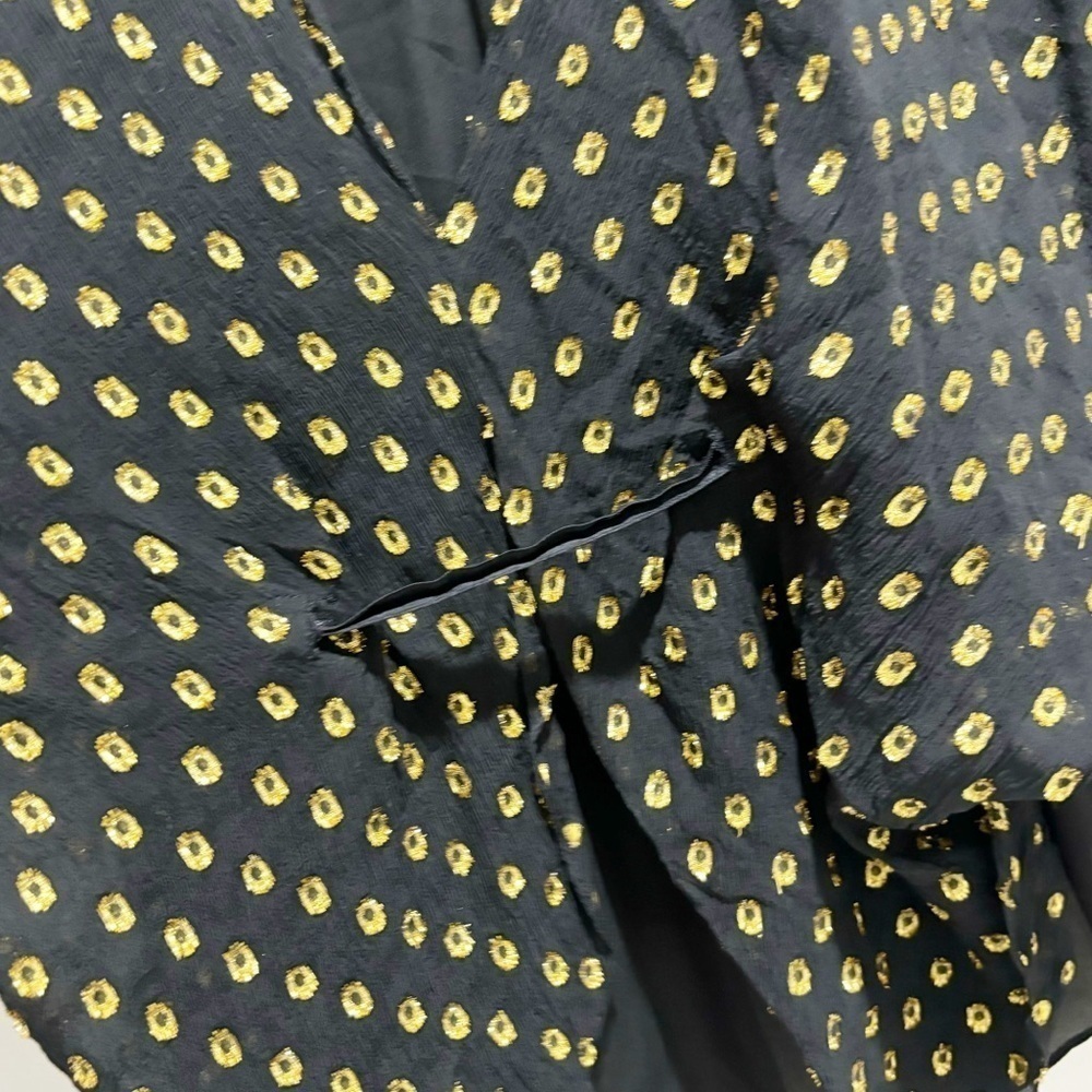 POISE BY KIT HOLLAND Women’s Black Gold Polka Dot Silk Tunic Top Layered Size M - Picture 7 of 10